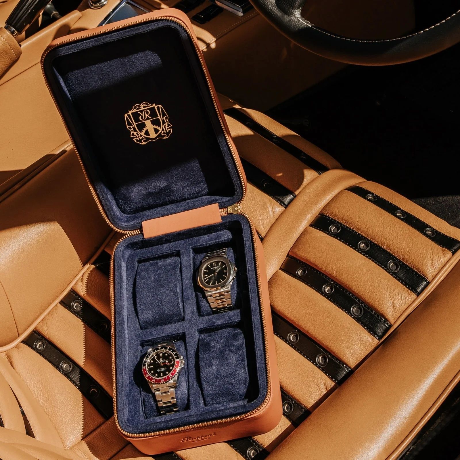 Hộp Du Lịch Hyde Park 4 Watches - Tan - D272