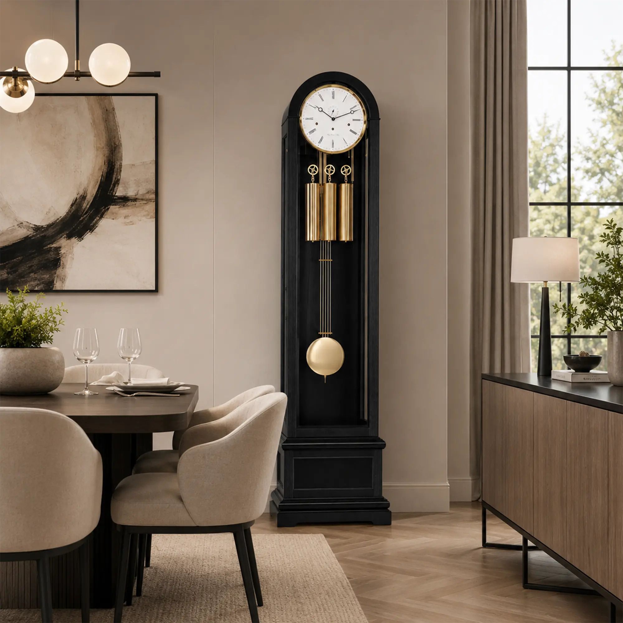 Hermle 01087-740461 | Đồng Hồ Longcase Grandfather Charlotte - Black