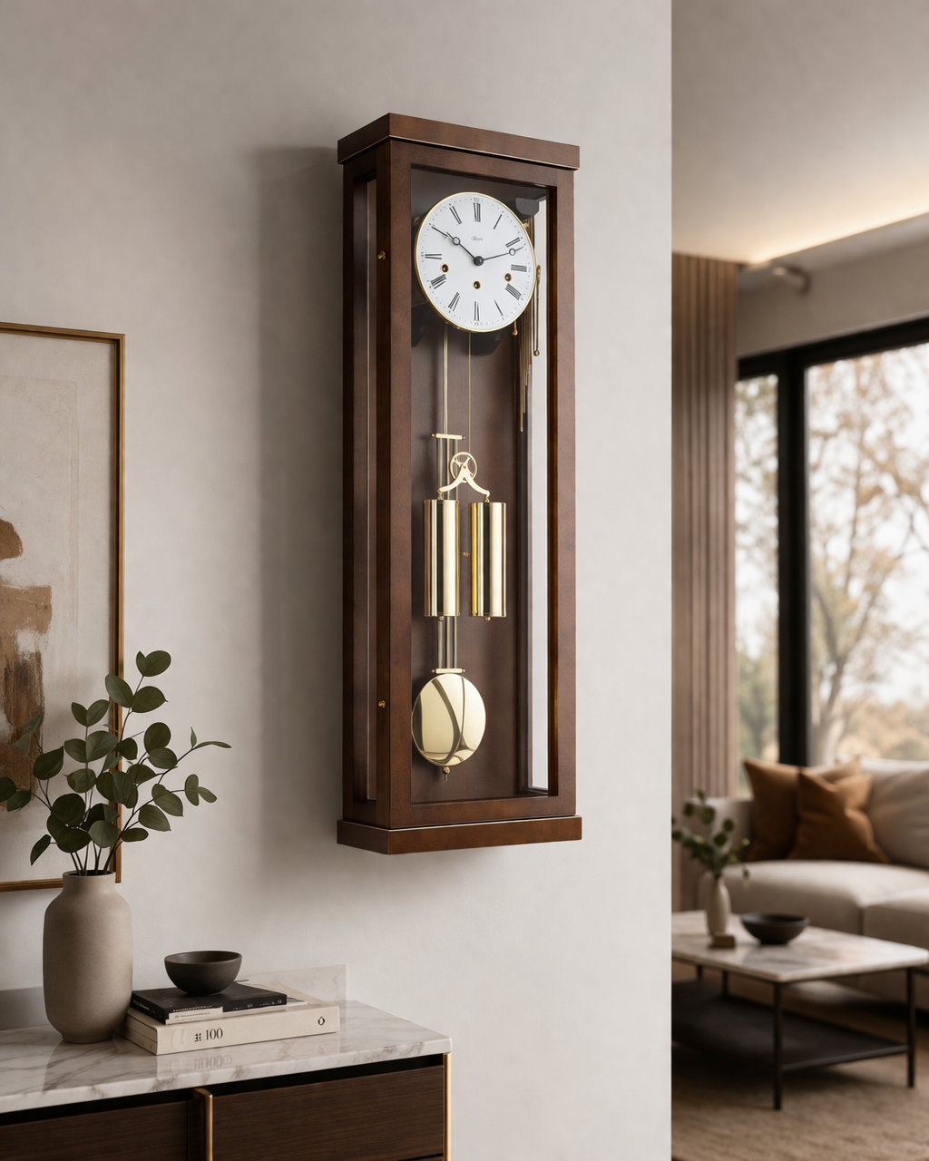 Hermle 70994-030351 | Đồng Hồ Treo Tường Abbot - Walnut