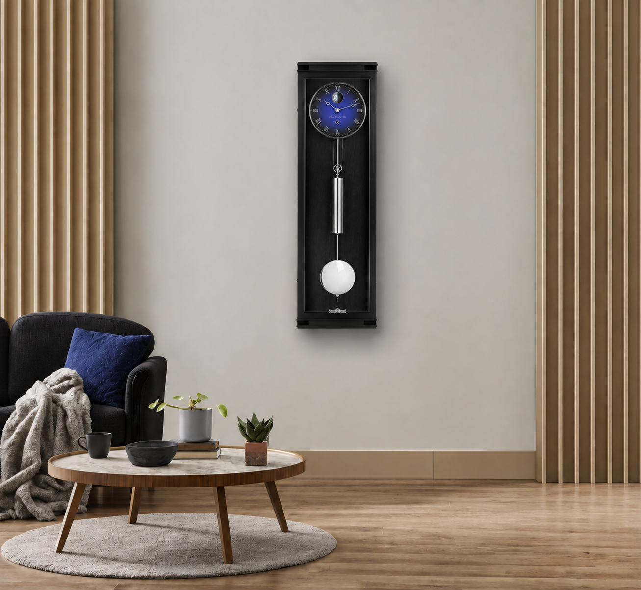 Hermle 71013-740761 | Đồng Hồ Treo Tường Hudson - Black & Blue